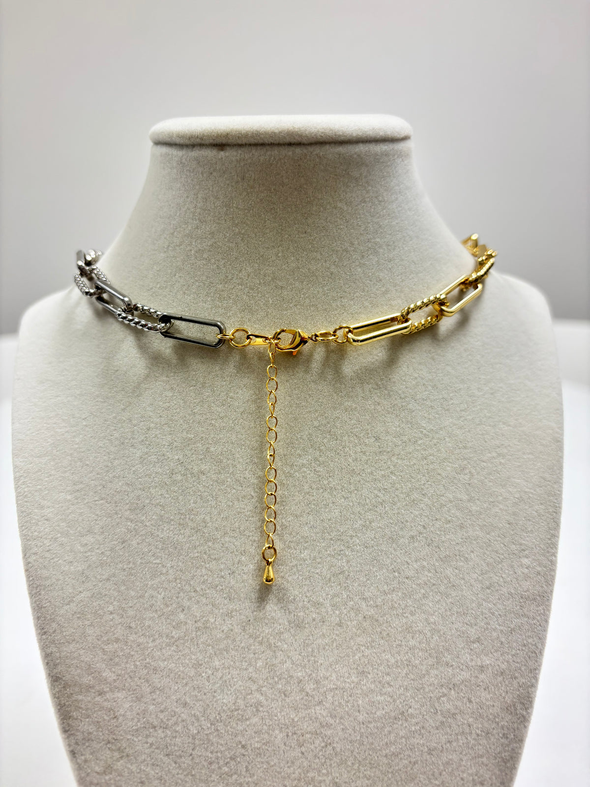 Silver & Gold Chain W/Gold HearT W/Mini Brilliants Necklace