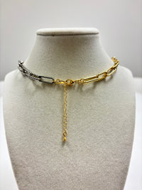 Silver & Gold Chain W/Gold HearT W/Mini Brilliants Necklace