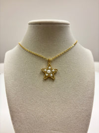 Gold Small Pearls Star Necklace