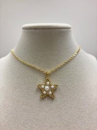 Gold Small Pearls Star Necklace