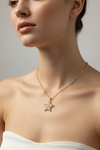 Gold Small Pearls Star Necklace