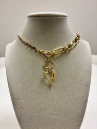Gold Asymmetrical Chain W/Gold Chunky Star Lighting Pendant Necklace