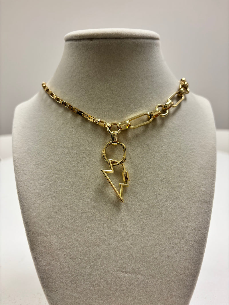 Gold Asymmetrical Chain W/Gold Chunky Star Lighting Pendant Necklace