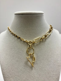 Gold Asymmetrical Chain W/Gold Chunky Star Lighting Pendant Necklace