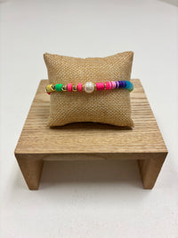 Adjustable Multicolors Beads W/Pearl Bracelet