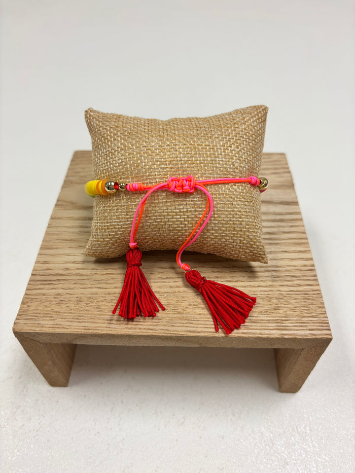 Adjustable Multicolors Beads W/Pearl Bracelet