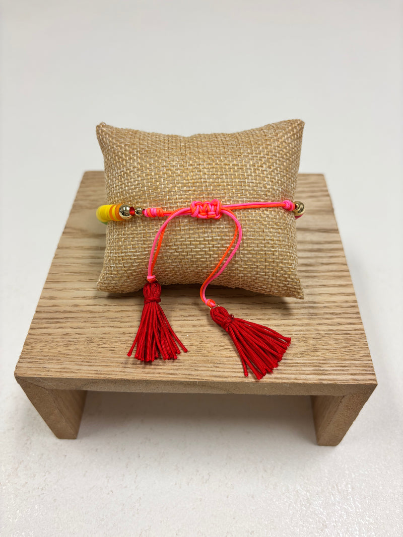 Adjustable Multicolors Beads W/Pearl Bracelet