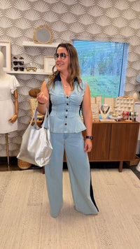 Two Tone Denim Vest&Pants