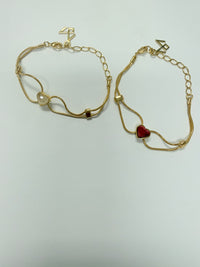 Princess Love Bracelet Red Feldspar -18K Gold Plated