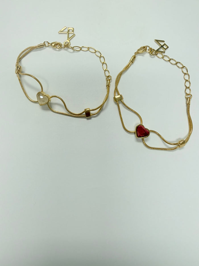 Princess Love Bracelet Red Feldspar -18K Gold Plated