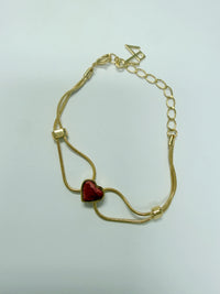 Princess Love Bracelet Red Feldspar -18K Gold Plated