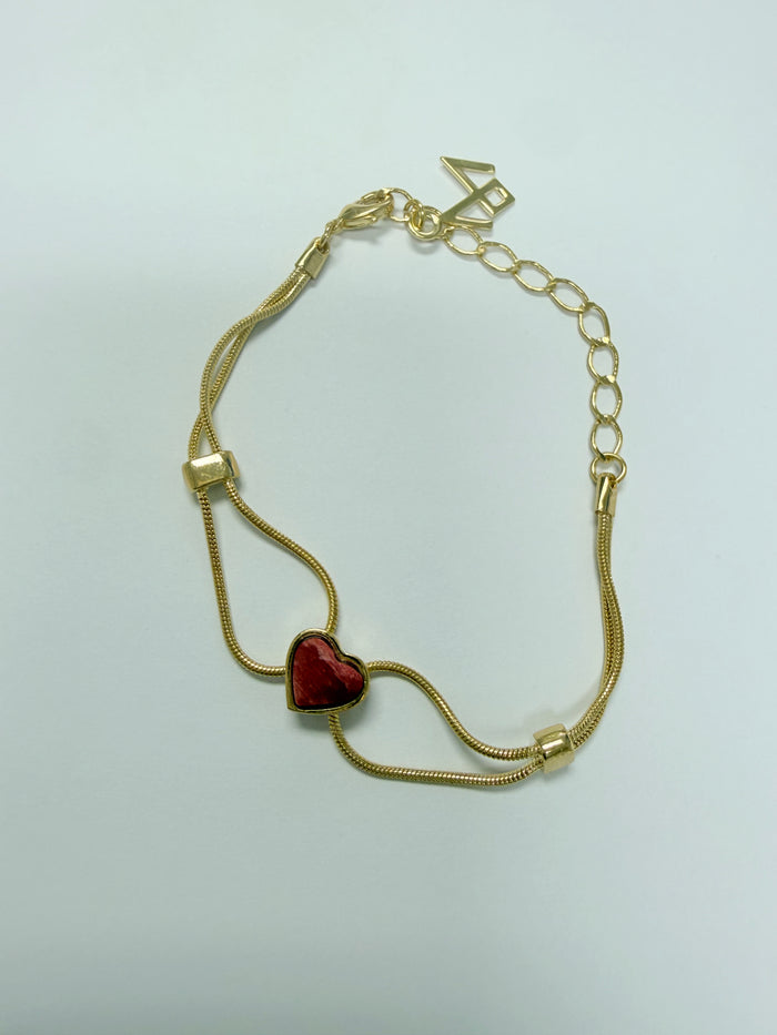 Princess Love Bracelet Red Feldspar -18K Gold Plated