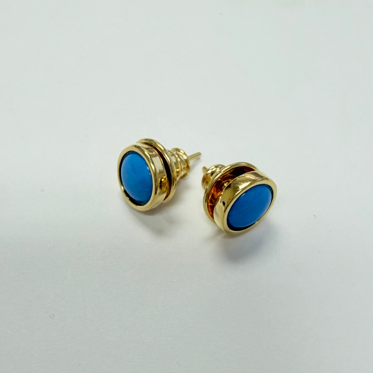 Small Heart  Earring - 18K Gold Plated - Turquoise Howlite Cabochon