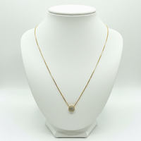 18K Gold Plated Necklace w/ Half Circle pendant and Crystal studs