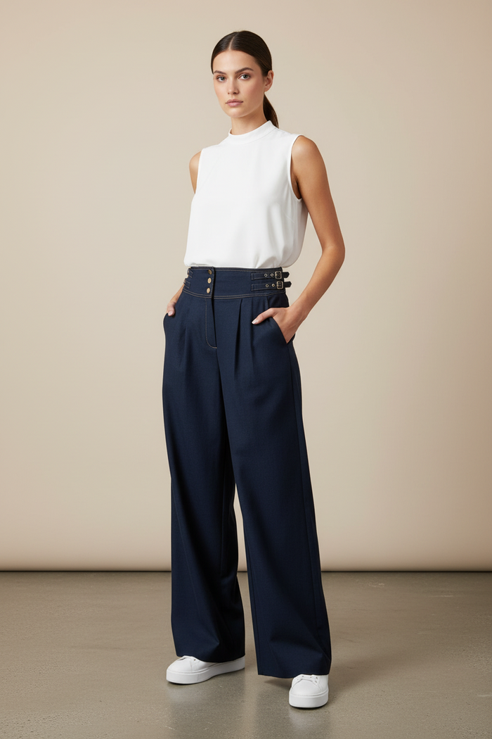 Denim Wide Leg Pants