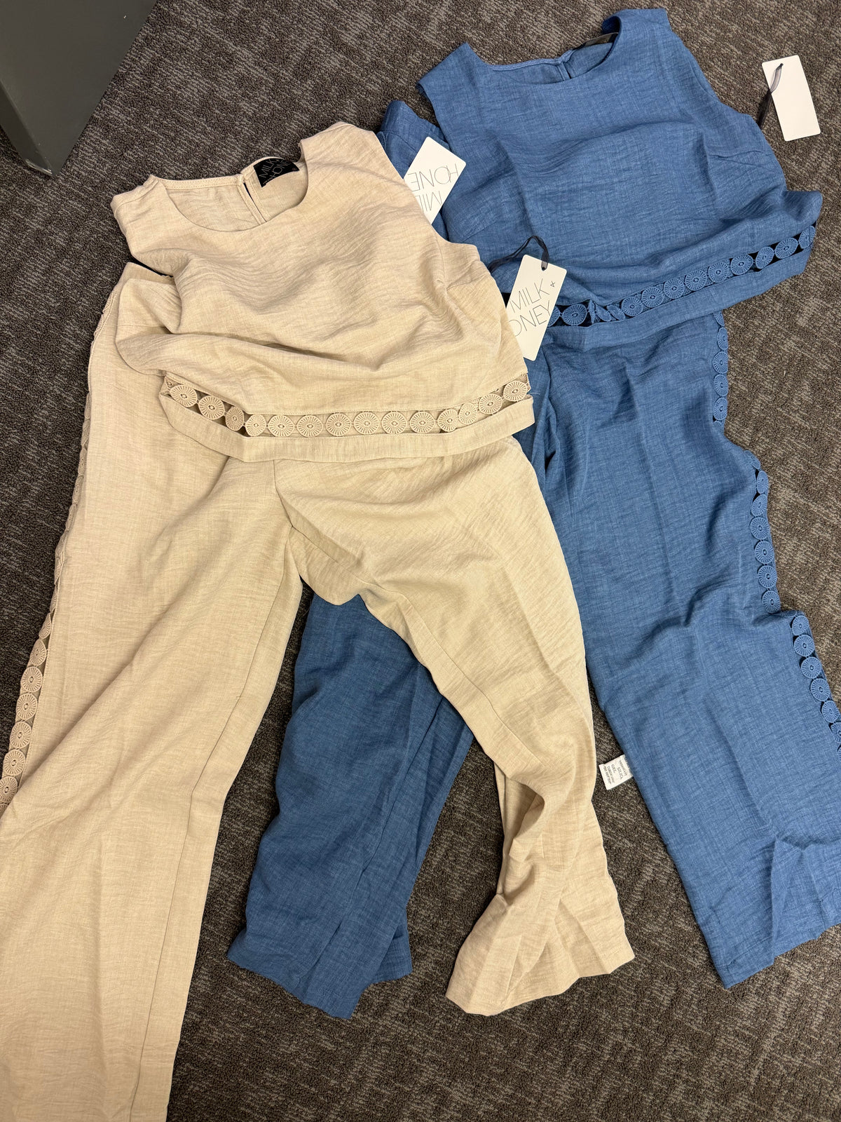 SleeveLess Eyelet Trim Top&Pants