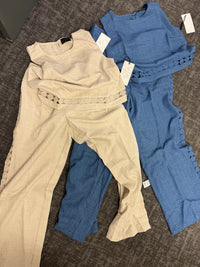 SleeveLess Eyelet Trim Top&Pants