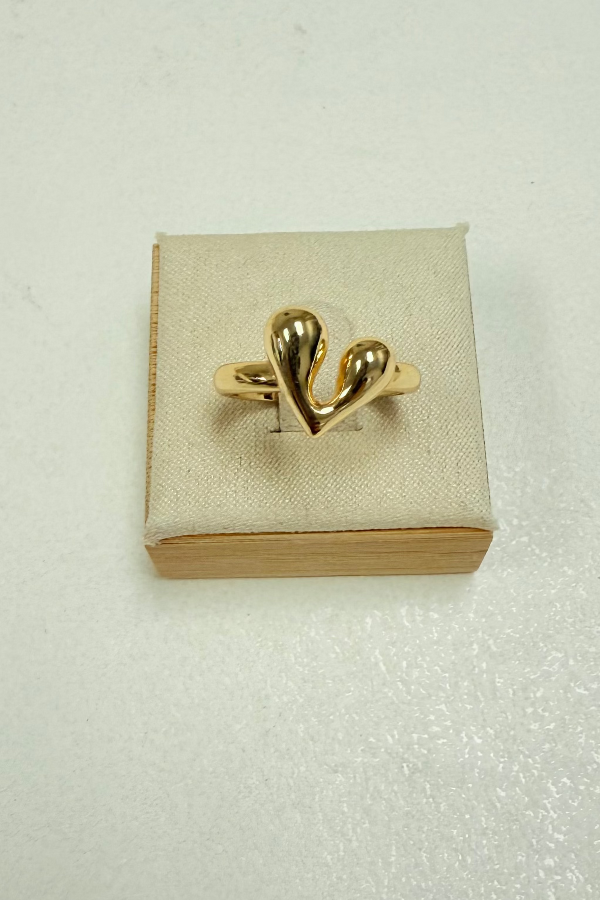 Adjustable Thin Ring W/ Gold Open Heart