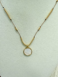 Tan Adjustable Necklace  W/ San Benito Disk