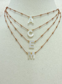 Mini Gold Beads String Necklace with Nacar Letter