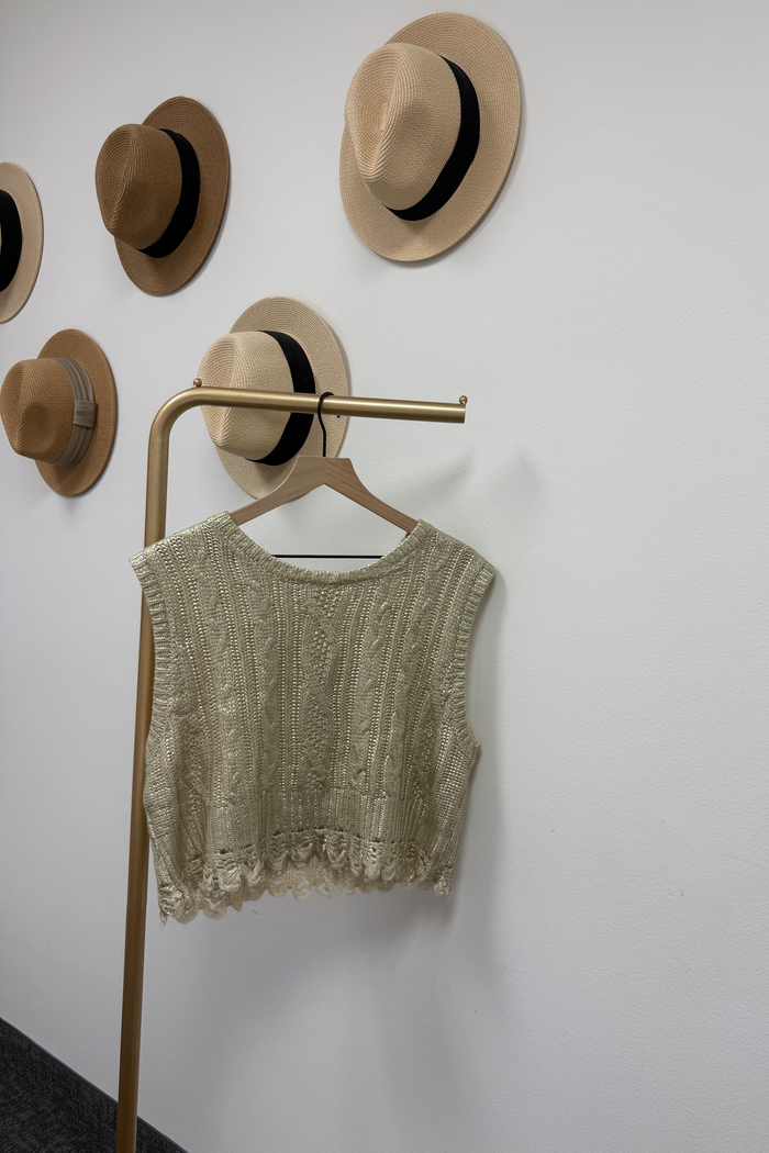 Gold Oversized Sleeveless Knitted Top
