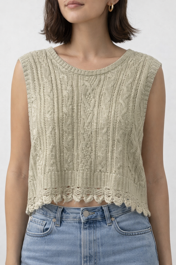 Gold Oversized Sleeveless Knitted Top