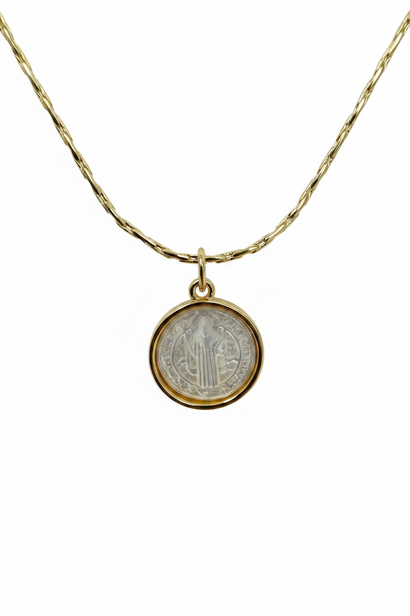 Gold Saint Benedict Adjustable Necklace