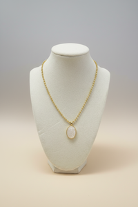 Gold Saint Benedict Necklace W/Beaded Chain