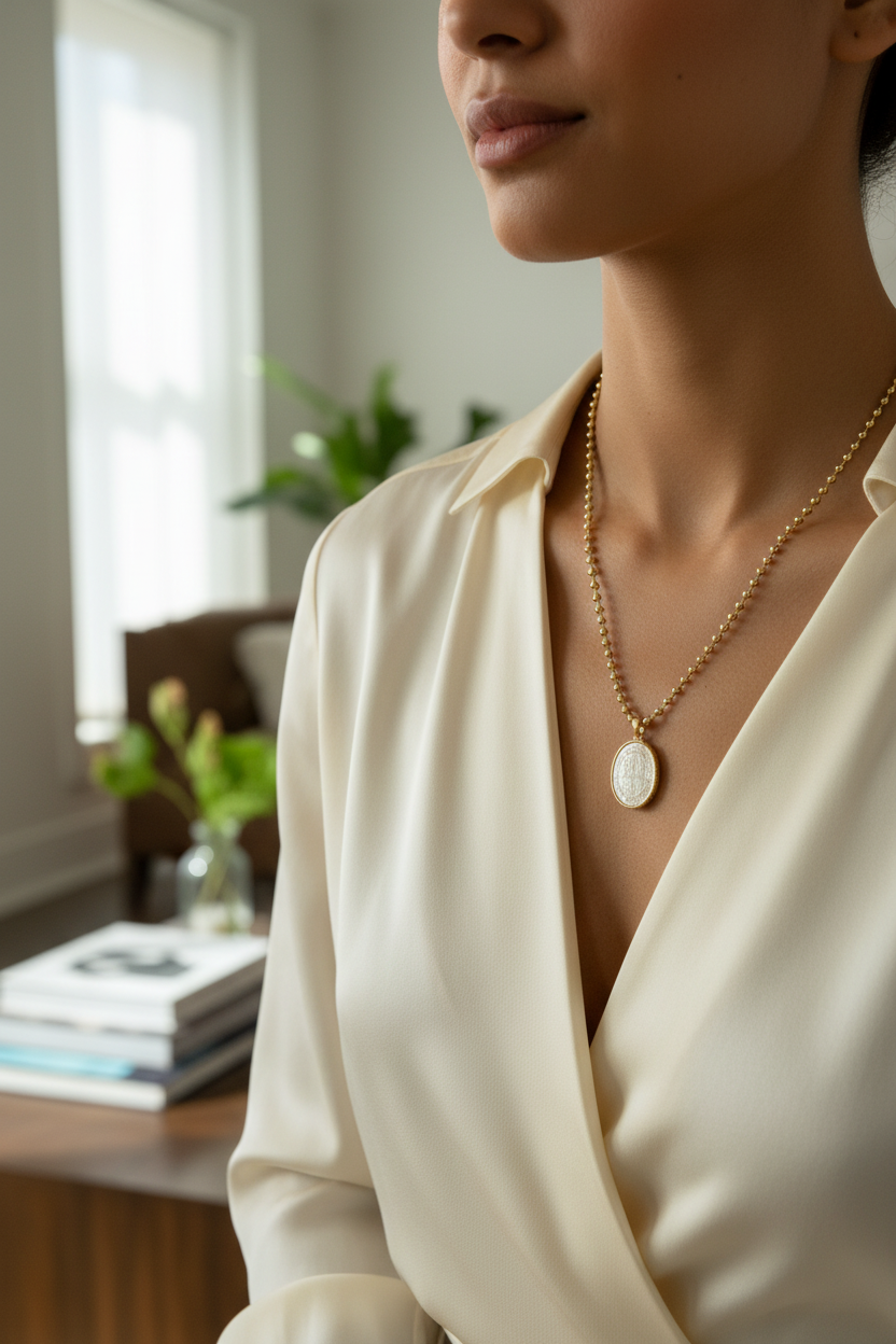 Gold Saint Benedict Necklace W/Beaded Chain