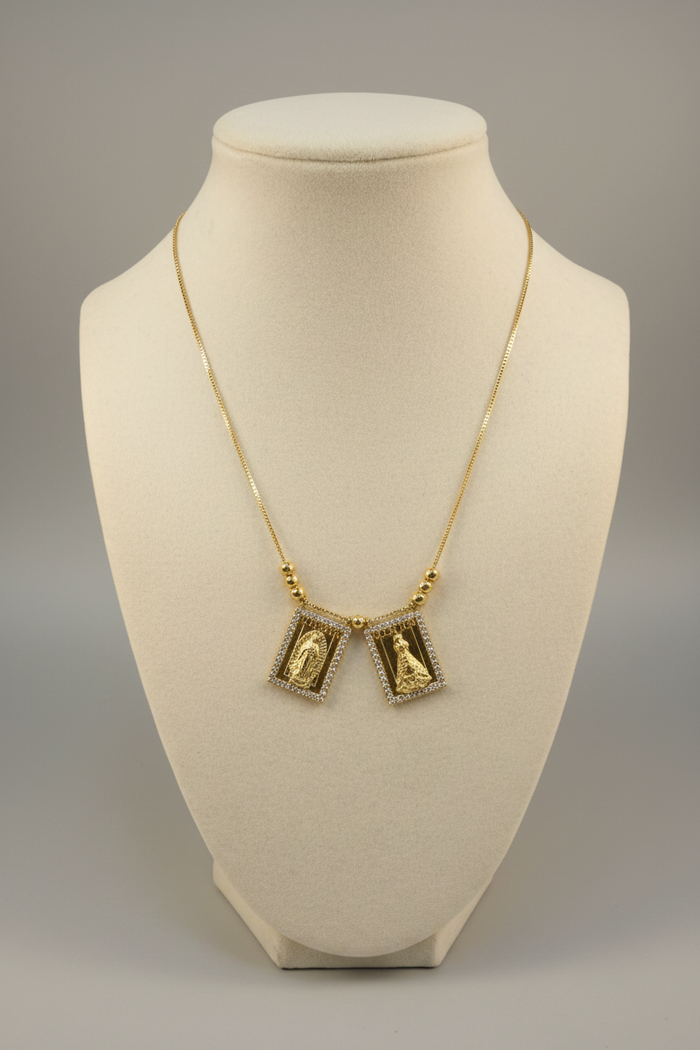 Double Pendant Gold W/Brilliants Scapular