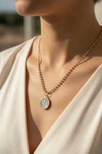 Beaded Chain W/ Saint Benedict Medallion Necklace