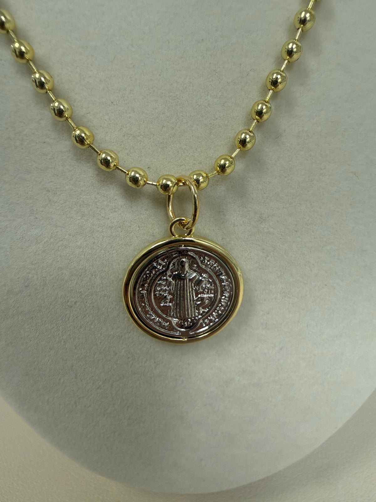 Beaded Chain W/ Saint Benedict Medallion Necklace