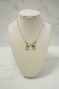 Double Pendant Gold/W Mini Brilliants Scapular