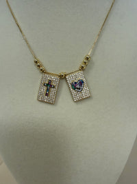 Double Pendant Gold/W Mini Brilliants Scapular