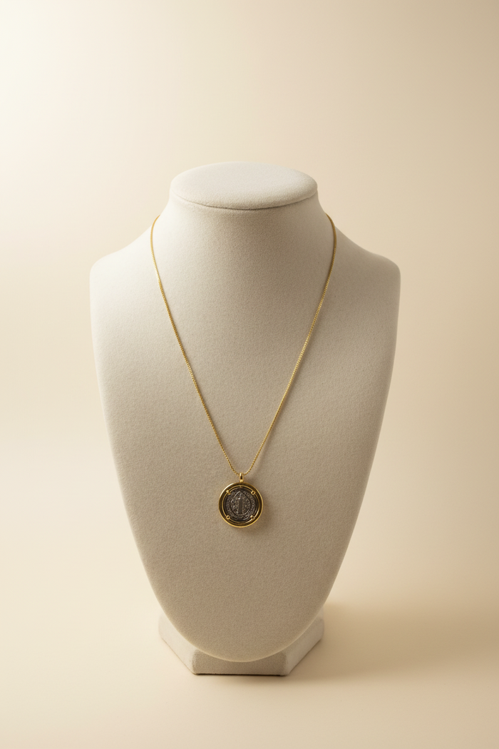 Saint Benedict Gold Pendant Necklace