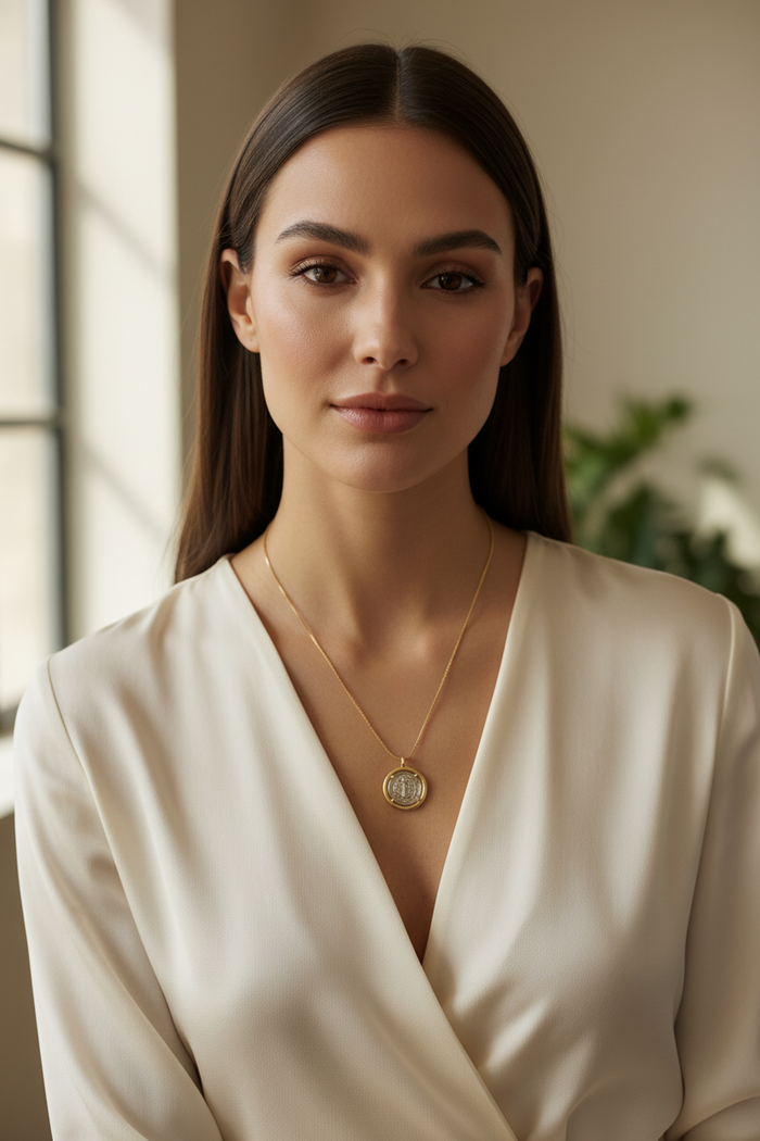 Saint Benedict Gold Pendant Necklace