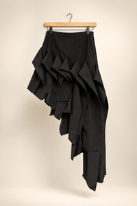 Asymmetric Twill Min Skirt