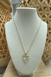Gold Heart Pearl Necklace