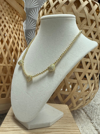 Small Gold Beads W/3 Brilliants Hearts