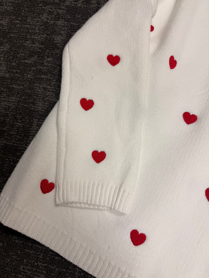 V Neck Little Hearts Sweater