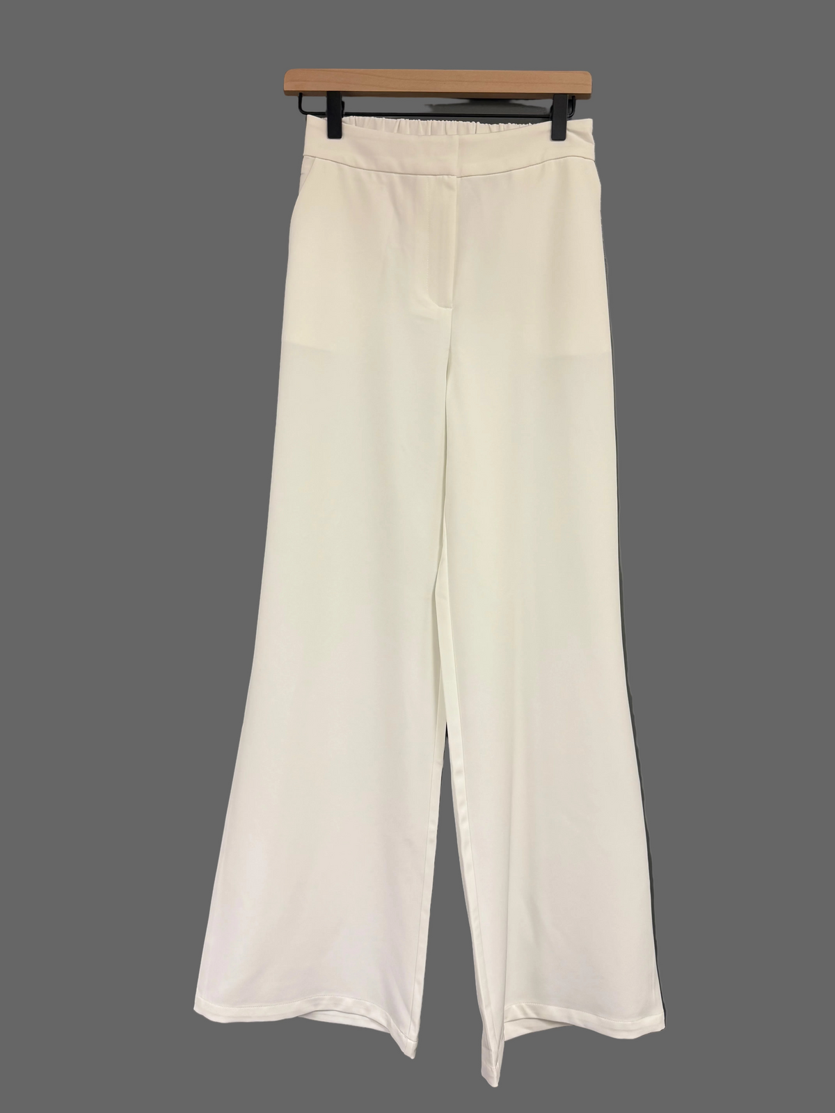 Solid  Wide Leg Pant- White