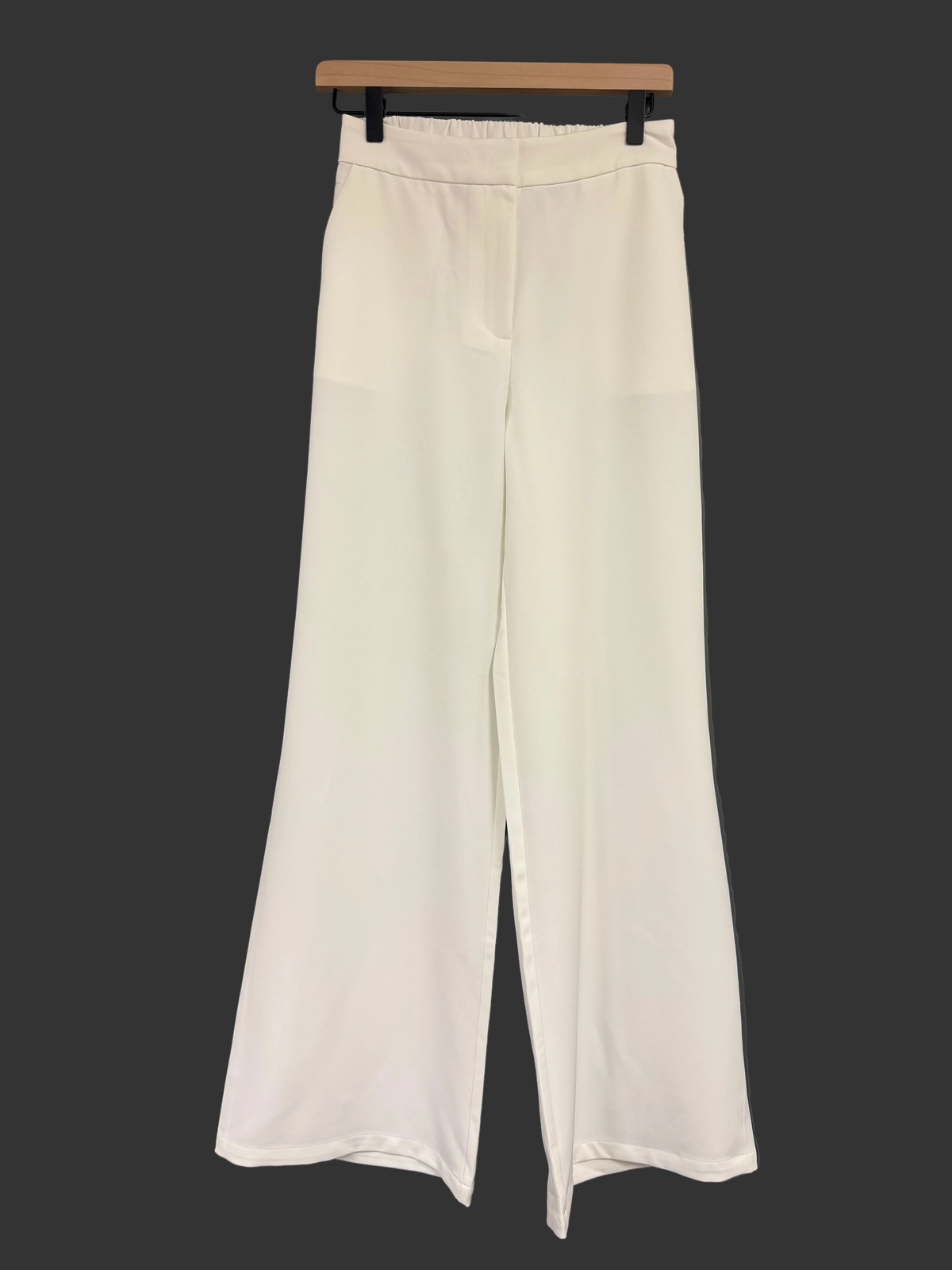 Solid  Wide Leg Pant- White