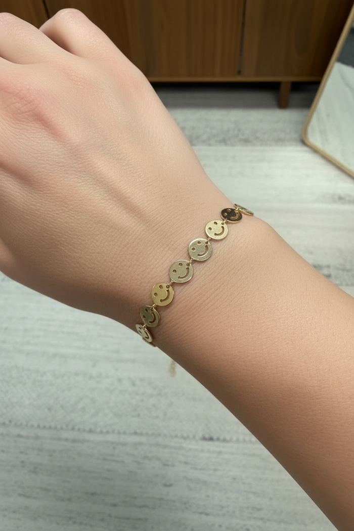 Gold Happy Face Bracelet