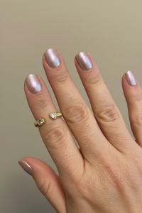 Two Brilliant Hearts Open Ring