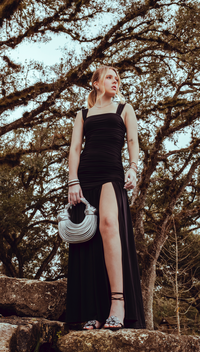 SleeveLess Solid Ruched Maxi Dress