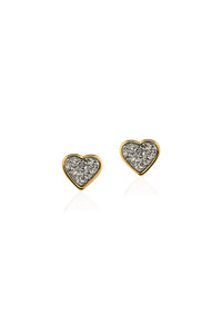 Small Heart  Earring - 18K Gold Plated / Platinum Drusy Stone