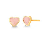 Small Heart  Earring - 18K Gold Plated / Pink Quartz Stone
