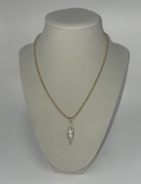 Gold Small Bead Necklace W/ White Lightning