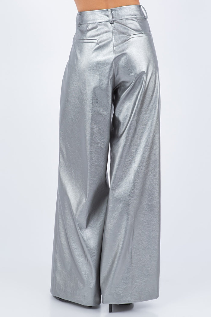 Silver High Waist Pants