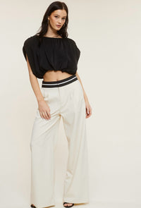 Off White Black Contrast Waist Band Trousers